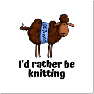 I'd Rather Be Knitting (Dark Sheep) Posters and Art